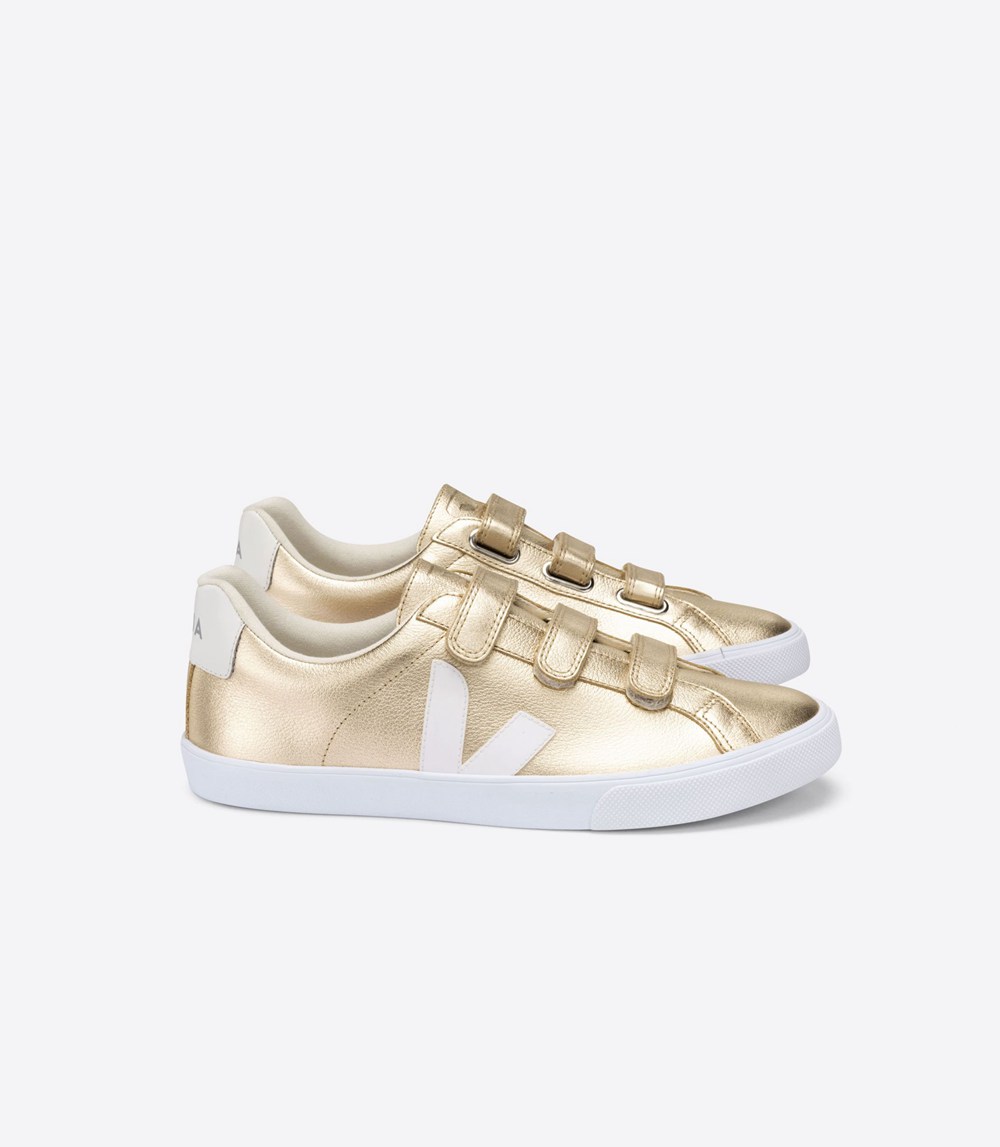 Veja Sneakers Dama - 3-Lock Piele - Aurii/Albi - 9603745-FY